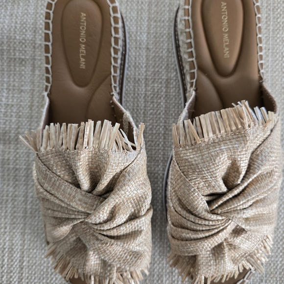 ANTONIO MELANI Callie Raffia Platform Espadrille Wedge Slide Sandals. Size 10 - Picture 5 of 6